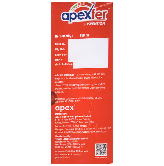 Apexfer Oral Suspension Gluten Free