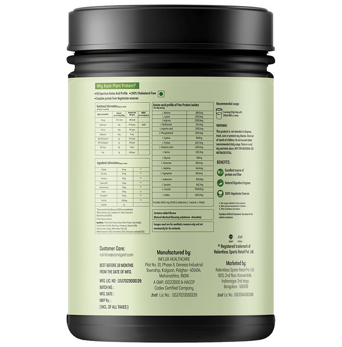 Azani Active Nutrition Active Plant Protein 100% Natural Vegan Superblend Decadent Chocolate