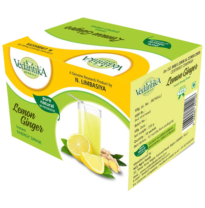 Vedantika Herbals Lemon Ginger Energy Drink - Classic Derma