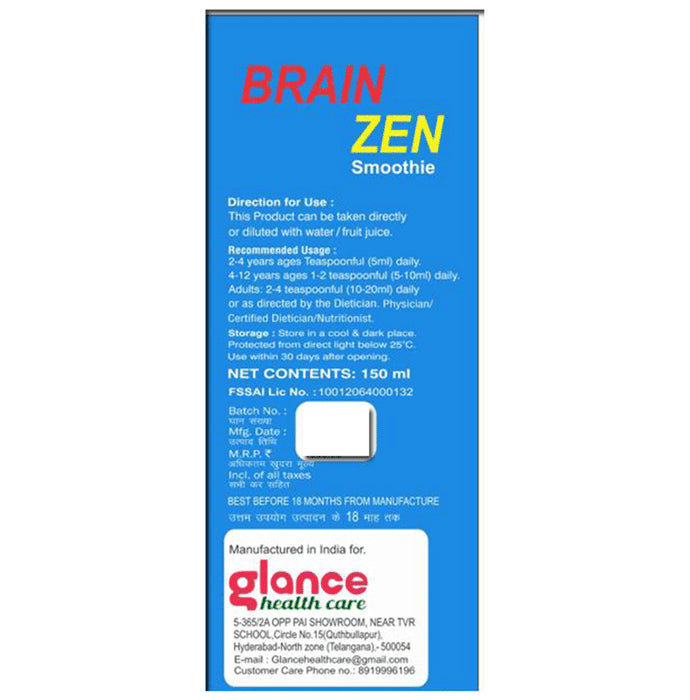 Glance Healthcare Brain Zen Syrup Mango
