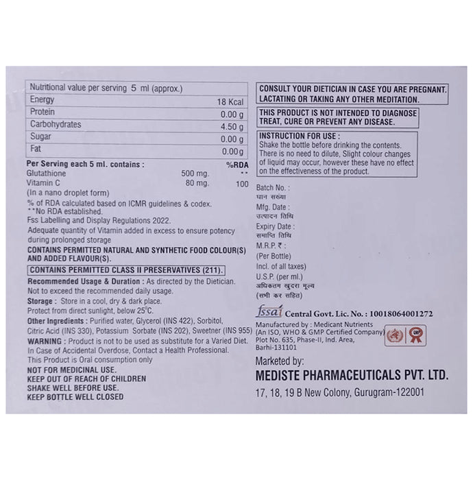 Glucy Shot Glutathione with Vitamin C Oral Solution