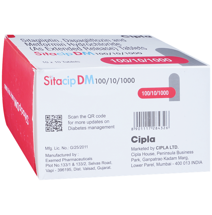 Sitacip DM 10mg/1000mg/100mg Tablet ER