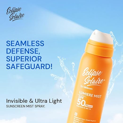 Eclipse Solaire Lumiere Mist Sunscreen Spray SPF 50 PA+++ UVA/UVB/IR/BR/VR/No White Cast/All Skin Types- Yuderma (100ml)