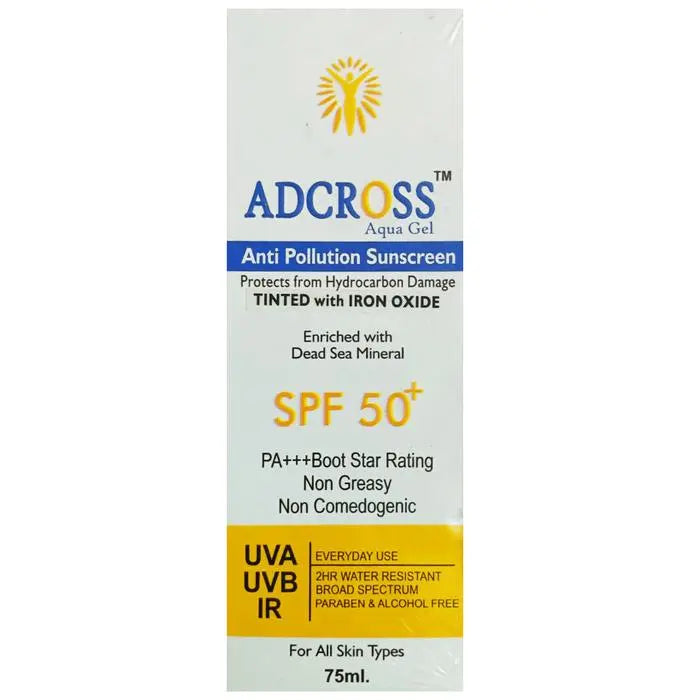 Adcross Anti-Pollution Aqua Gel SPF 50+ Sunscreen | UVA/UVB & IR Protection | Paraben-Free - Classic Derma 