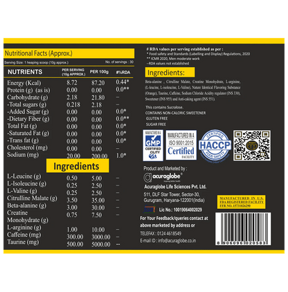 Acuraglobe Morcare-P Pre Workout Powder Blueberry