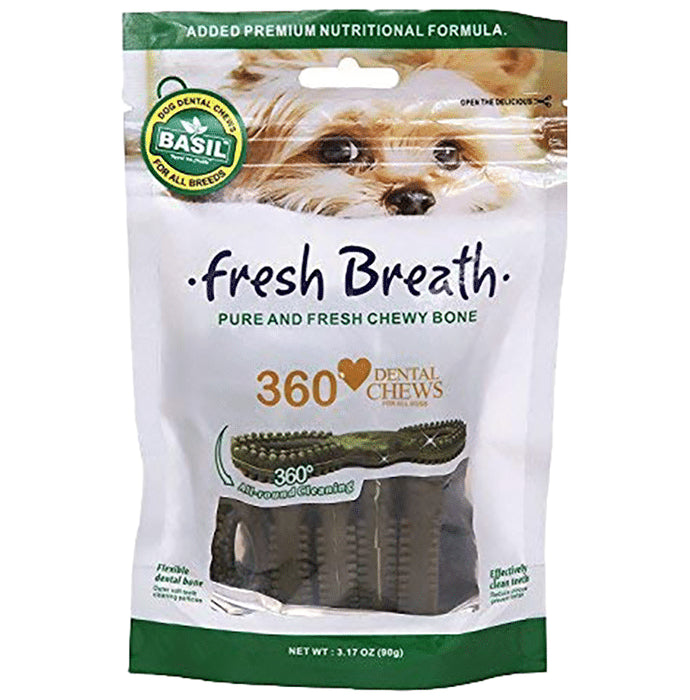 Basil Fresh Breath Pure & Fresh Chewy Bone (90gm Each) - Classic Derma