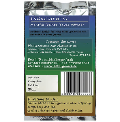 Sidhara Betta Herbals Mentha Leaves Powder