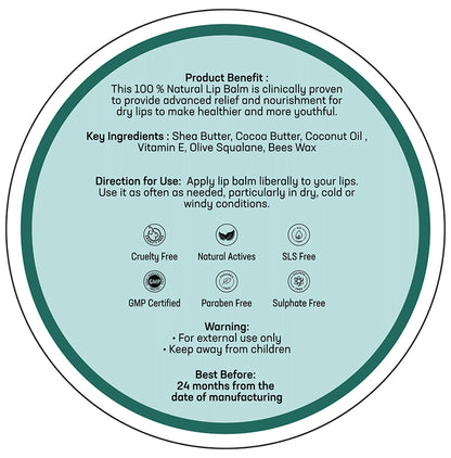 Azani Active Care 100% Natural Coconut Vitamin E & Shea Butter Beeswax Lip Balm