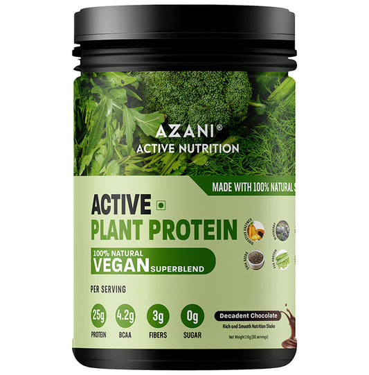 Azani Active Nutrition Active Plant Protein 100% Natural Vegan Superblend Decadent Chocolate - Classic Derma