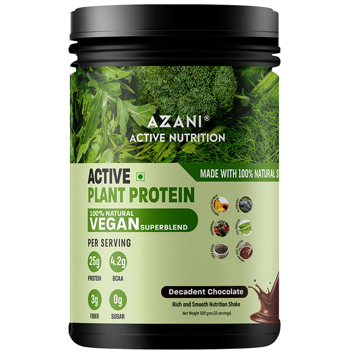 Azani Active Nutrition Active Plant Protein 100% Natural Vegan Superblend Decadent Chocolate - Classic Derma