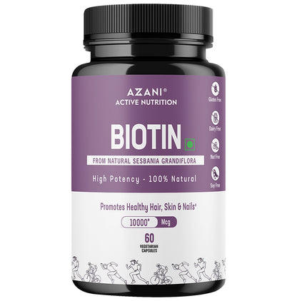 Azani Active Nutrition Biotin 10000mcg Vegetarian Capsule - Classic Derma