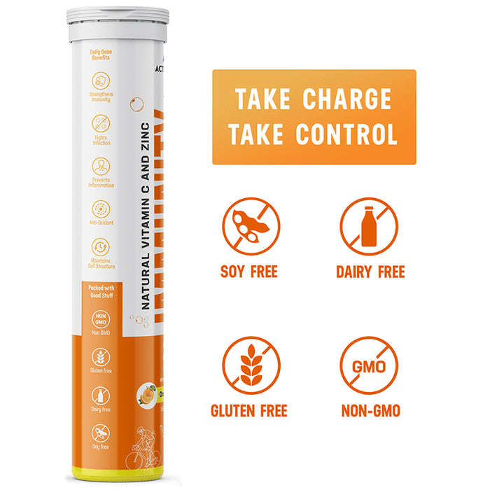 Azani Active Nutrition Natural Vitamin C and Zinc Immunity+ Effervescent Tablet (20 Each) Orange