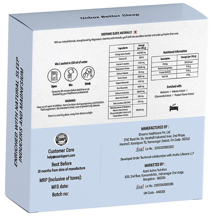 Azani Active Nutrition Sleep Aid Sachet (5gm Each) Orange