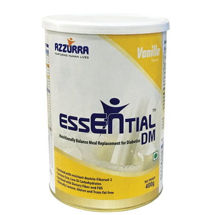 Azzurra Essential DM with Fibres & FOS for Diabetics | Flavour Powder Vanilla - Classic Derma