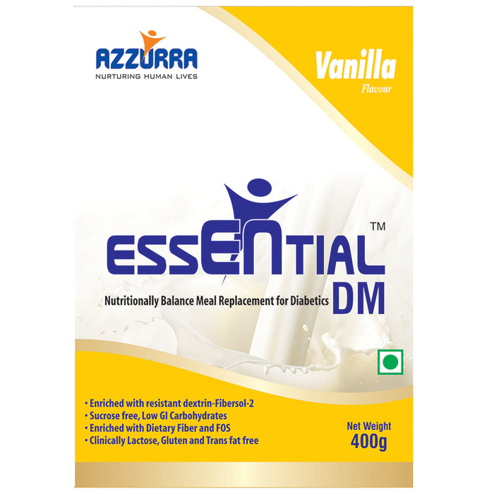 Azzurra Essential DM with Fibres & FOS for Diabetics | Flavour Powder Vanilla