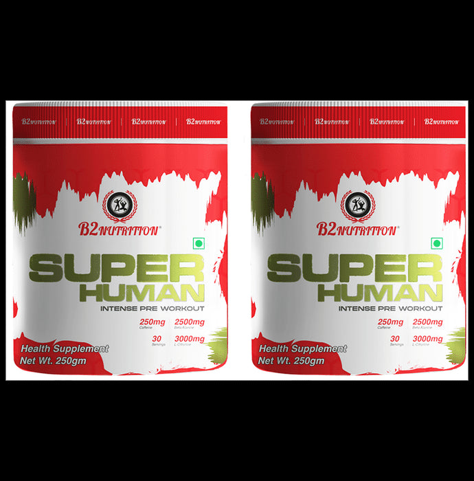 B2 Nutrition Super Human Intense Pre-Workout Powder (250gm Each) Fruit Punch - Classic Derma
