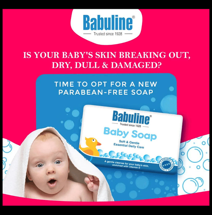 Babuline Baby Powder 100gm (Pack of 2) & Baby Soap 100gm (Pack of 2) Each Travel Kit | Suitable & Safe for newborn babies | Vitamin E | Paraben & Sulphate Free | Dermatologically tested