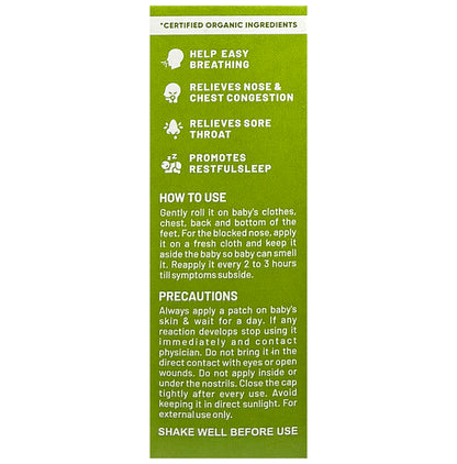 Baby Organo Natural Cold Relief Roll On with Organic Eucalyptus Oil (40ml Each)