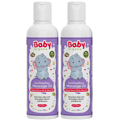 Baby Organo Soothing Baby Massage Oil (100ml Each) Wheat Germ Oil & Olive Oil
