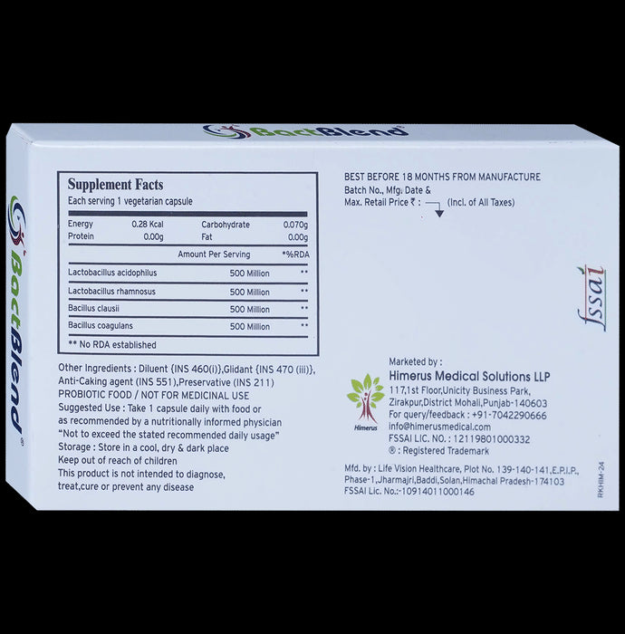 Bactblend Probiotic Vegetarian DR Capsules for Gut Health