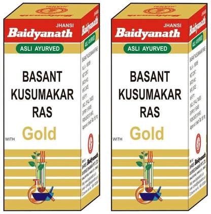 Baidyanath (Jhansi) Basant Kusumakar Ras with Gold Tablets (10 Each) - Classic Derma