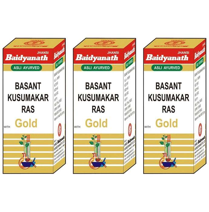 Baidyanath (Jhansi) Basant Kusumakar Ras with Gold Tablets (10 Each) - Classic Derma
