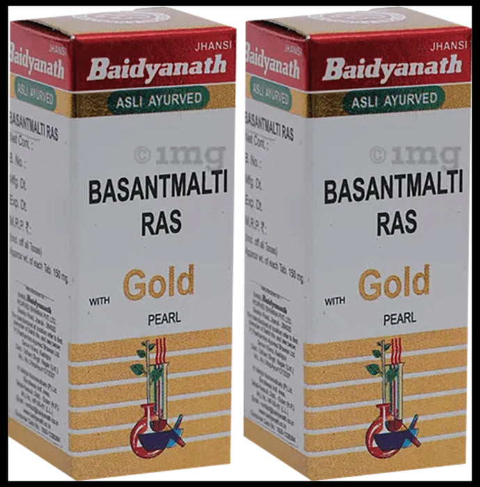 Baidyanath (Jhansi) Basant Malti Ras with Gold Pearl Tablets (10 Each) - Classic Derma