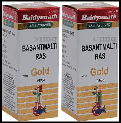 Baidyanath (Jhansi) Basant Malti Ras with Gold Pearl Tablets (10 Each) - Classic Derma