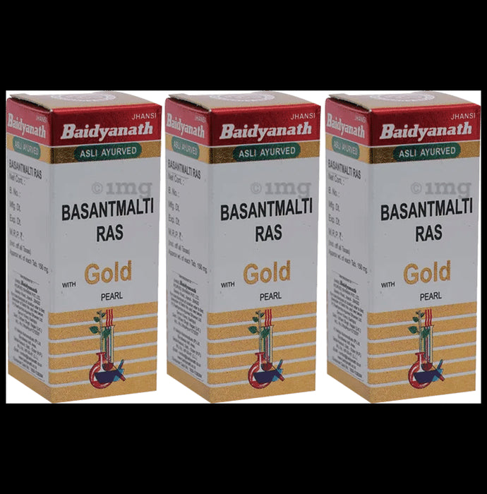 Baidyanath (Jhansi) Basant Malti Ras with Gold Pearl Tablets (10 Each) - Classic Derma