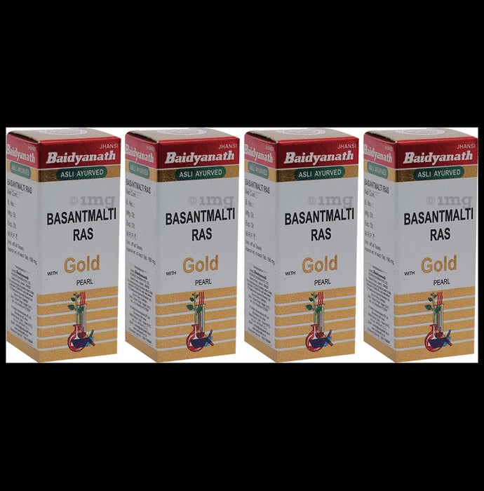 Baidyanath (Jhansi) Basant Malti Ras with Gold Pearl Tablets (10 Each) - Classic Derma