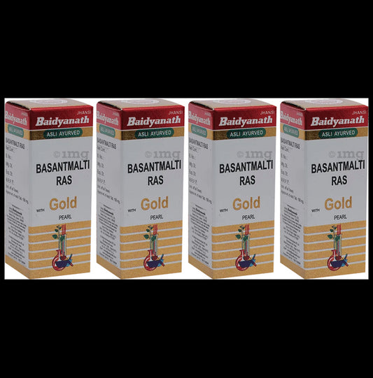 Baidyanath (Jhansi) Basant Malti Ras with Gold Pearl Tablets (10 Each) - Classic Derma