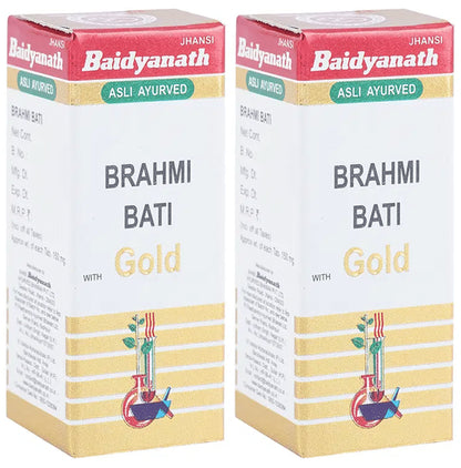 Baidyanath (Jhansi) Brahmi Bati with Gold Tablets (10 Each) - Classic Derma