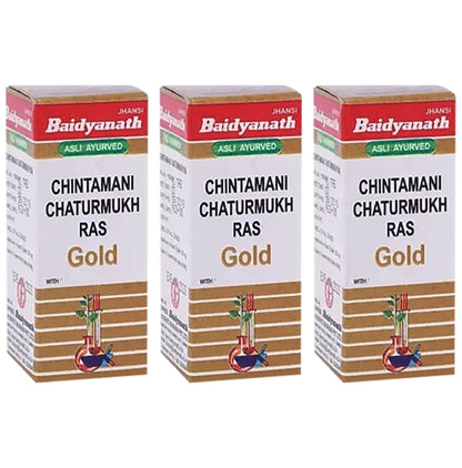 Baidyanath (Jhansi) Chintamani Chaturmukh Ras with Gold Tablet - Classic Derma