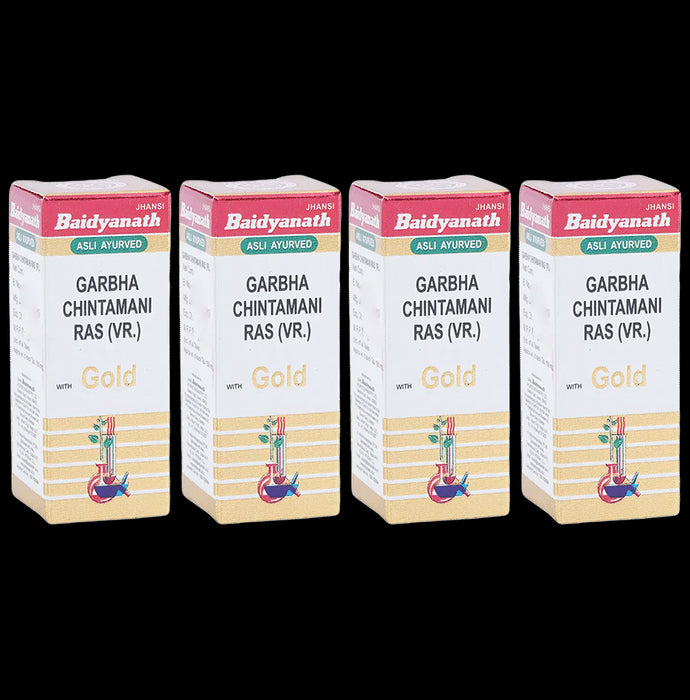 Baidyanath (Jhansi) Garbha Chintamani Ras (Vr.) with Gold Tablets (10 Each) - Classic Derma