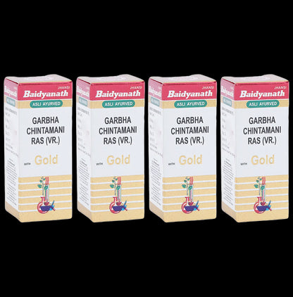 Baidyanath (Jhansi) Garbha Chintamani Ras (Vr.) with Gold Tablets (10 Each) - Classic Derma