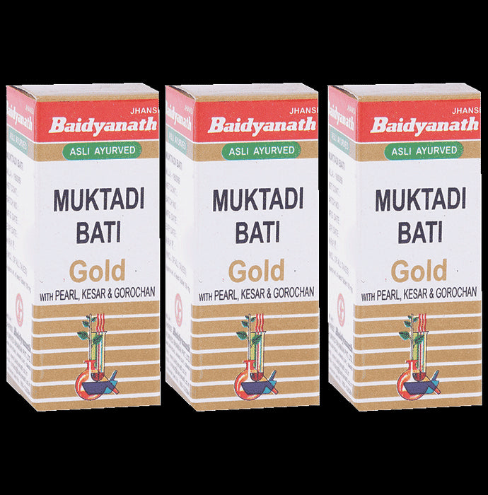 Baidyanath (Jhansi) Muktadi Bati Gold with Pearl, Kesar & Gorochan - Classic Derma