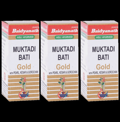 Baidyanath (Jhansi) Muktadi Bati Gold with Pearl, Kesar & Gorochan - Classic Derma