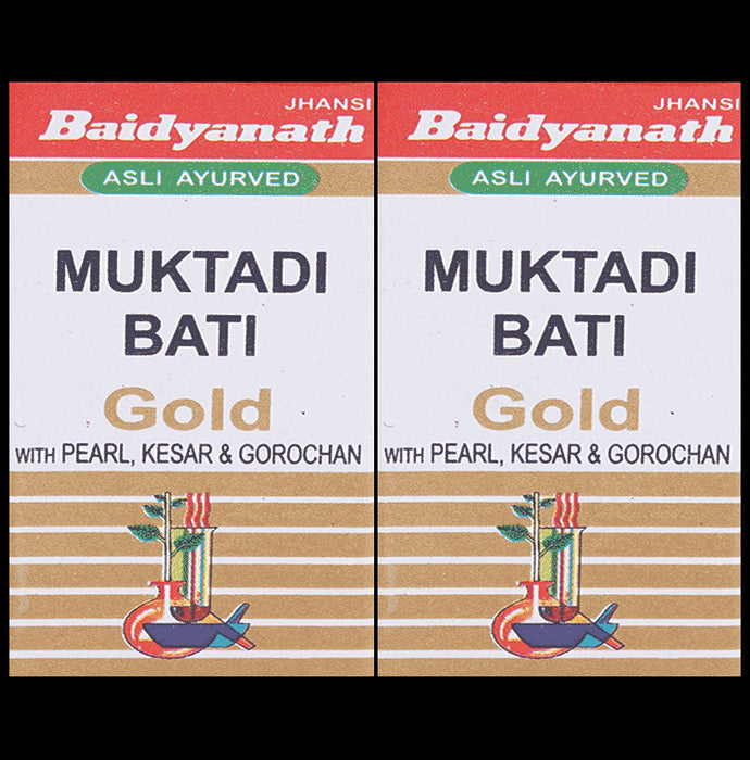 Baidyanath (Jhansi) Muktadi Bati Gold with Pearl, Kesar & Gorochan (10 Tablet) - Classic Derma