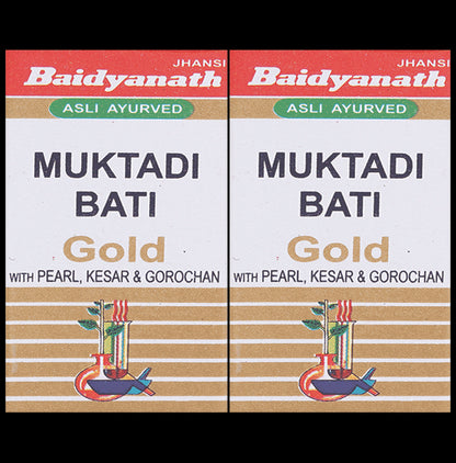 Baidyanath (Jhansi) Muktadi Bati Gold with Pearl, Kesar & Gorochan (10 Tablet) - Classic Derma