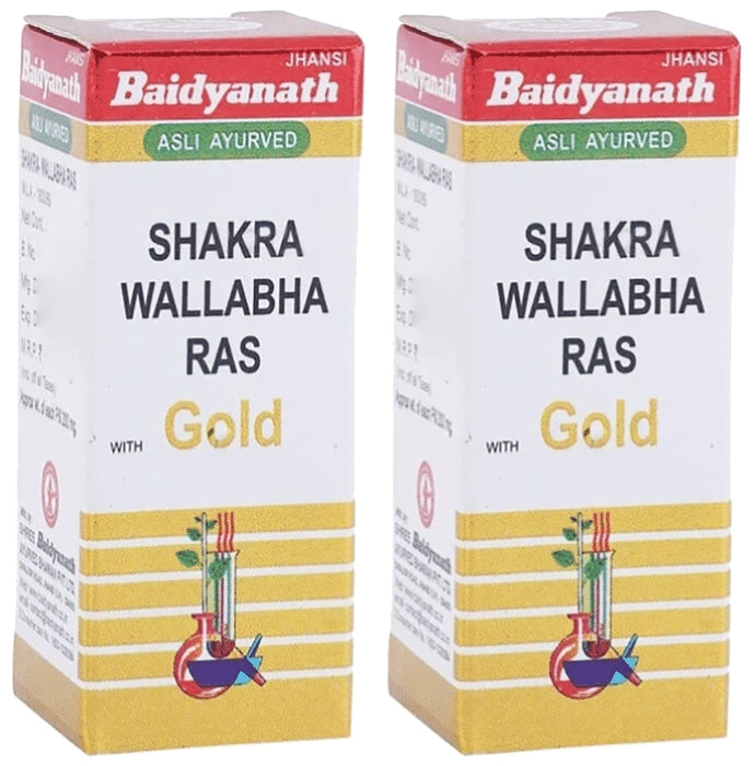 Baidyanath (Jhansi) Shakra Wallabha Ras with Gold (2.5gm Each)) - Classic Derma