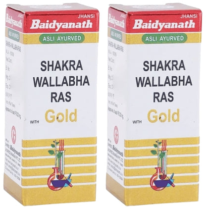 Baidyanath (Jhansi) Shakra Wallabha Ras with Gold (2.5gm Each)) - Classic Derma