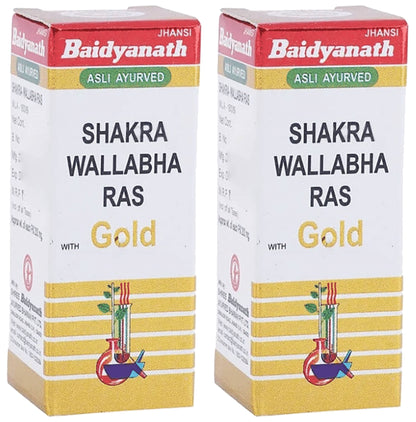 Baidyanath (Jhansi) Shakra Wallabha Ras with Gold Powder (1gm Each) - Classic Derma
