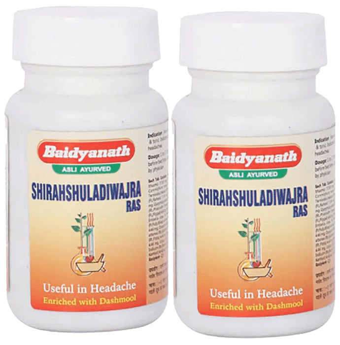 Baidyanath (Jhansi) Shirahshuladiwajra Ras Tablet (40 Each) - Classic Derma