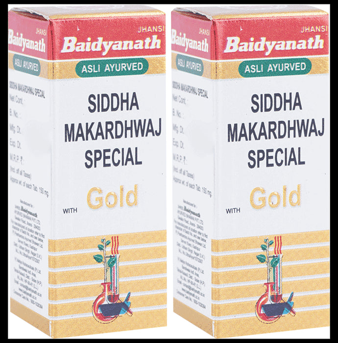 Baidyanath (Jhansi) Siddha Makardhwaj Special with Gold (10 Each) - Classic Derma