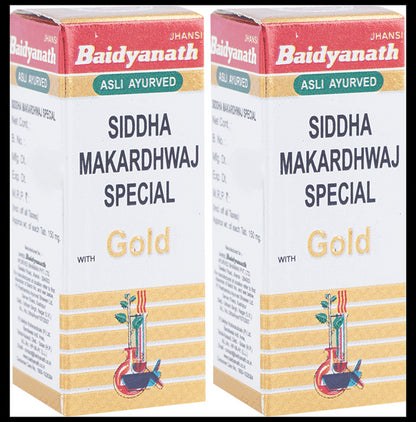 Baidyanath (Jhansi) Siddha Makardhwaj Special with Gold (10 Each) - Classic Derma