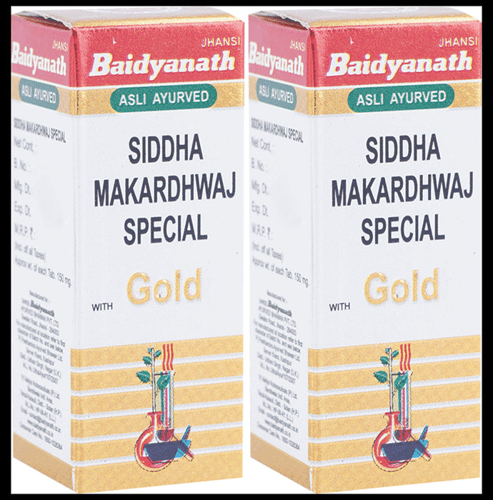 Baidyanath (Jhansi) Siddha Makardhwaj Special with Gold (25 Each) - Classic Derma