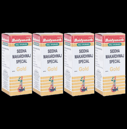 Baidyanath (Jhansi) Siddha Makardhwaj Special with Gold (25 Each) - Classic Derma