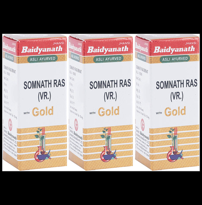 Baidyanath (Jhansi) Somnath Ras (Vr.) with Gold (10 Each) - Classic Derma