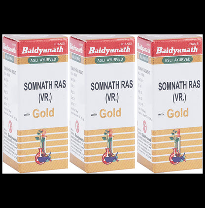 Baidyanath (Jhansi) Somnath Ras (Vr.) with Gold (10 Each) - Classic Derma