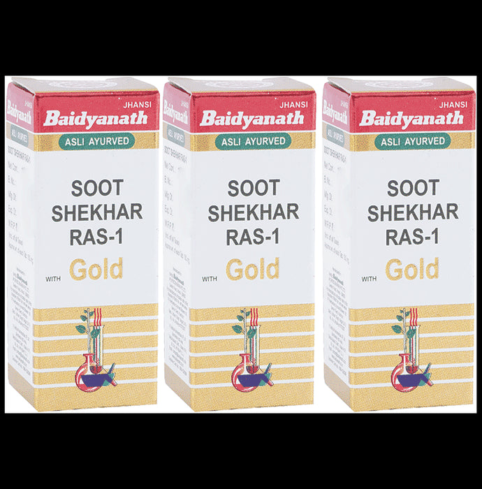 Baidyanath (Jhansi) Soot Shekhar Ras-1 with Gold (10 Each) - Classic Derma